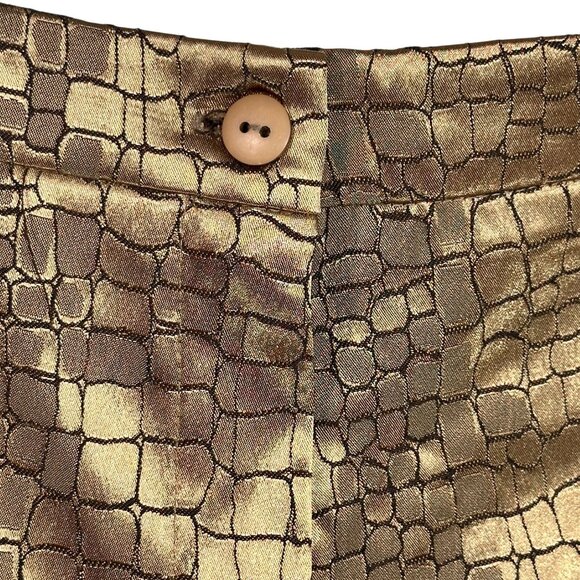 Venezia Metallic Gold Crocodile-Patterned Straight-Leg Cropped Pants 18 - Picture 4 of 8